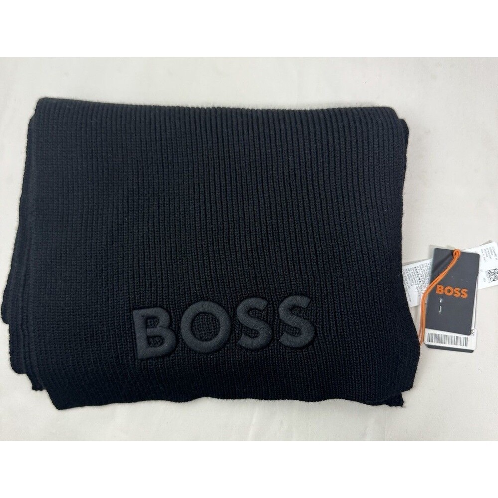 BOSS Hugo Boss Afox Wool Blend Logo Scarf NWT